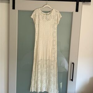 Anthropologie Cream Lace Maxi Dress